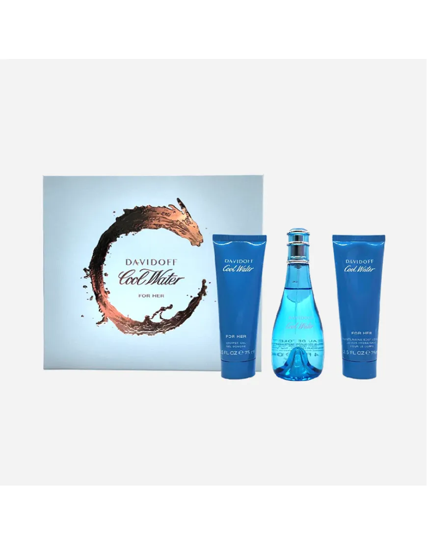 SET DAVIDOFF COOL WATER FOR HER 3P 100 MLSP